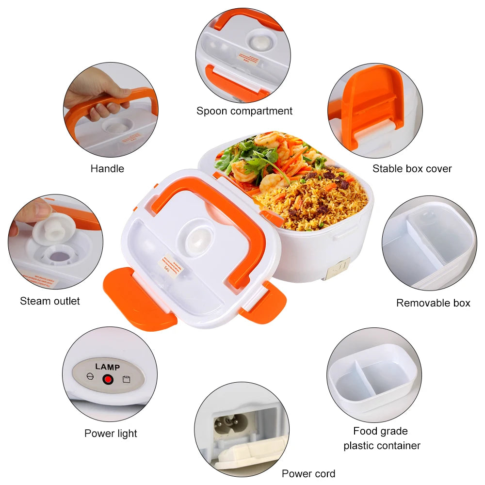 Electric Heated Lunch Box Food Warmer for Home and Car